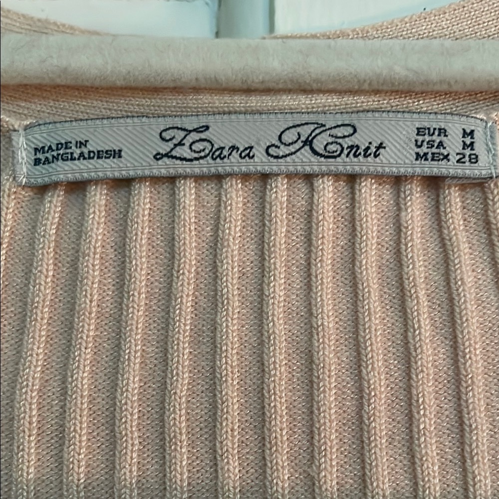 Cream Ribbed Cardigan Sweater - Picture 3 of 4